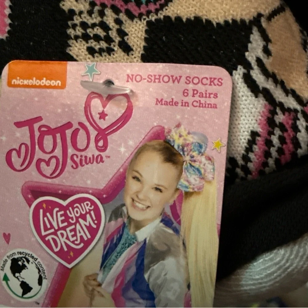 JoJo Siwa Pink and Black No-Show Socks